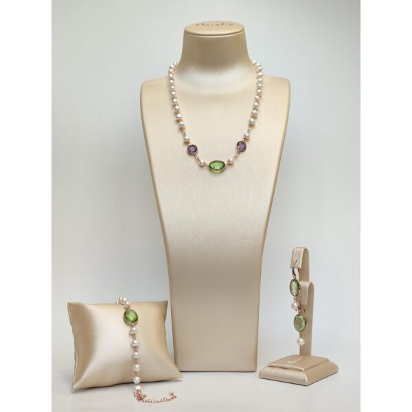 Set jolie din perle ametist verde si violet 2 Set jolie din perle ametist verde si violet 2