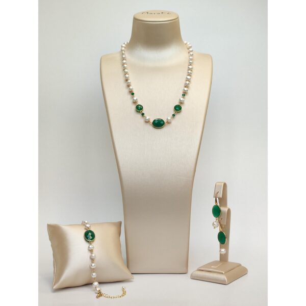 Set jolie din perle si agat verde smarald 2 Set jolie din perle si agat verde smarald 2