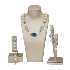 Set jolie din perle si cuart albastru 1