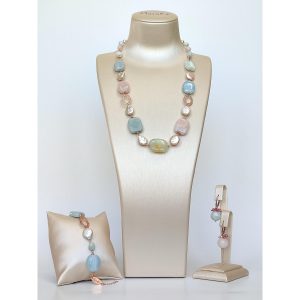 Set dynamic din acvamarin multicolor si perle 8