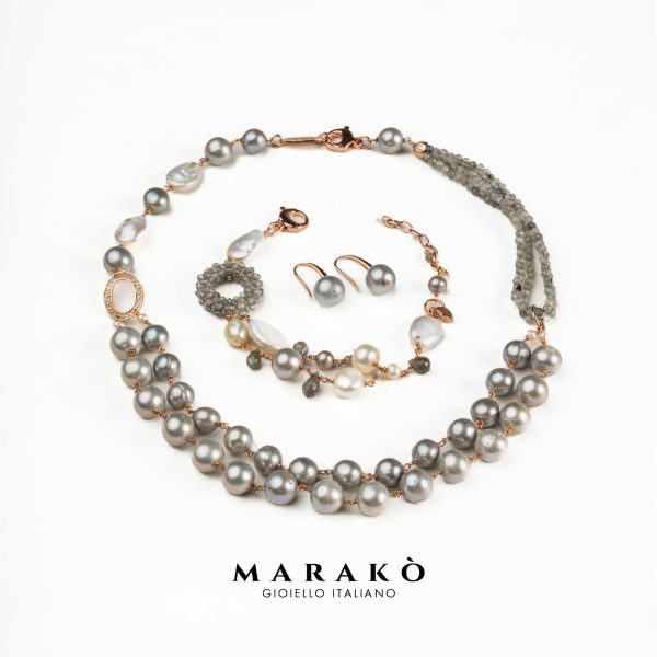 Set glow din perle de cultura gri 2 Set glow din perle de cultura gri 2