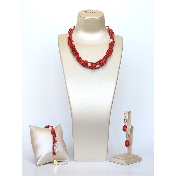 Set muse din coral de bambus si perle 6 Set muse din coral de bambus si perle 6