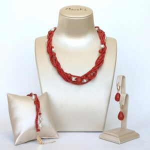 Set muse din coral de bambus si perle 7