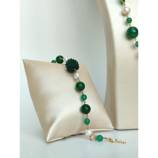 Set sensation din agat verde smarald si perle 2 Set sensation din agat verde smarald si perle 2