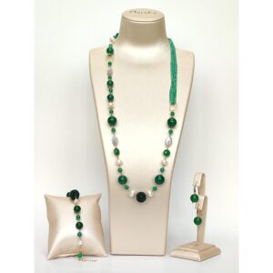 Set sensation din agat verde smarald si perle