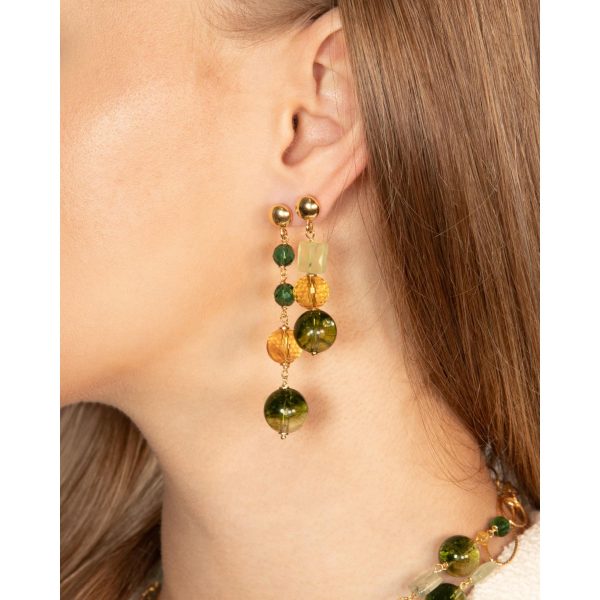 Cercei style asimetrici din cuart si citrin Cercei style asimetrici din cuart si citrin