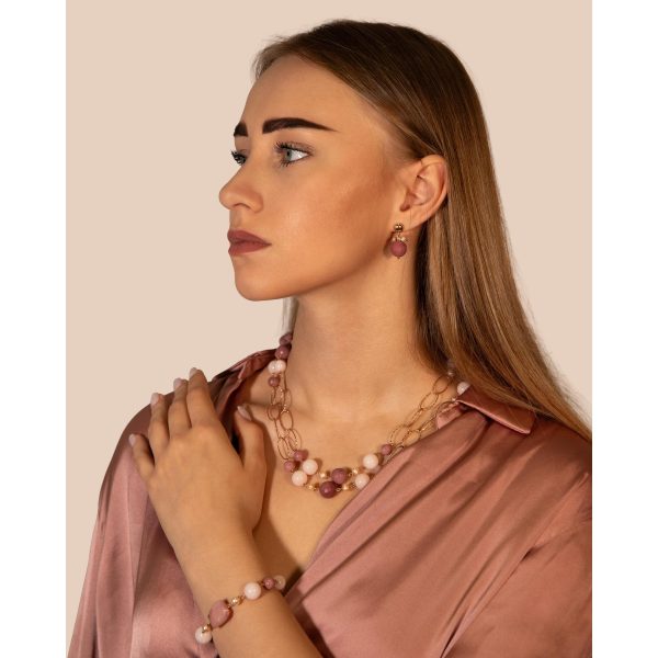 Set style din rodonit jad si perle 3 Set style din rodonit jad si perle 3