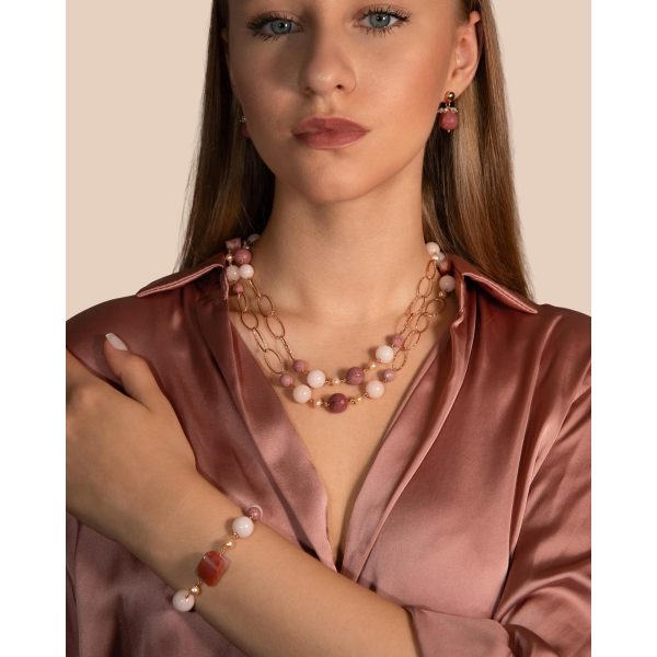 Set style din rodonit jad si perle Set style din rodonit jad si perle