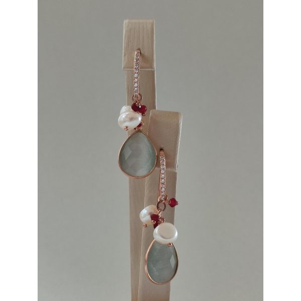Cercei jolly din perle labradorit si agat rubiniu 2 Cercei jolly din perle labradorit si agat rubiniu 2