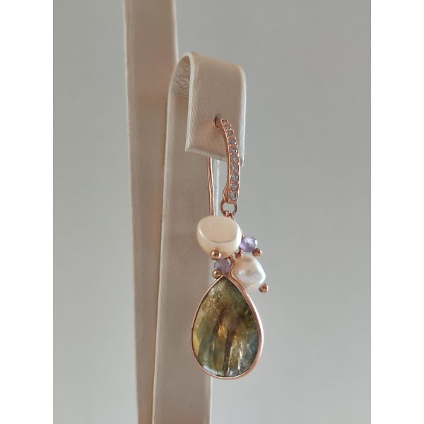 Cercei jolly din perle labradorit si ametist 2 Cercei jolly din perle labradorit si ametist 2