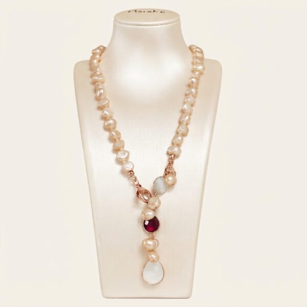 Choker jolly din perle labradorit si agat rubiniu 2 Choker jolly din perle labradorit si agat rubiniu 2