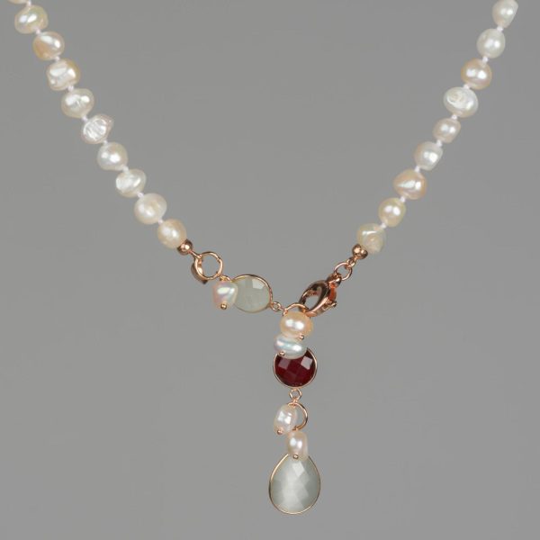 Choker jolly din perle labradorit si agat rubiniu