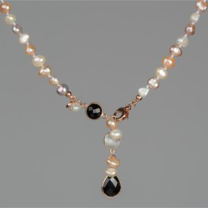Choker jolly din perle si agat negru 1