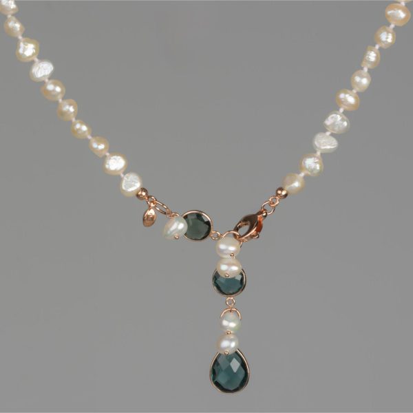 Choker jolly din perle si cuart albastru 3