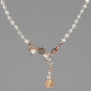 Choker jolly din perle si cuart piersica