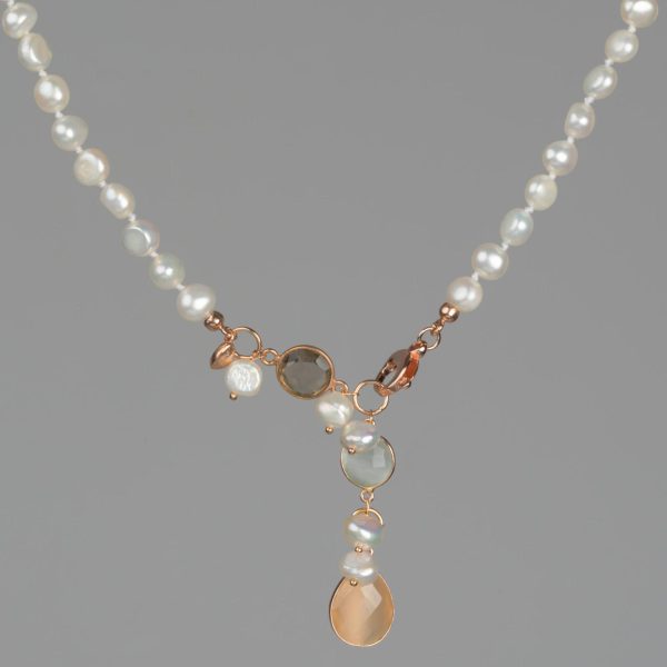 Choker jolly din perle si cuart piersica