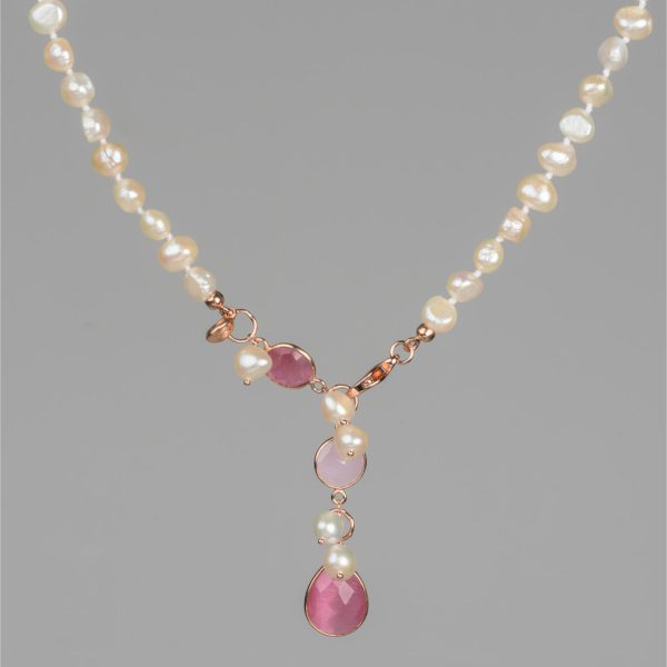 Choker jolly din perle si cuart roz