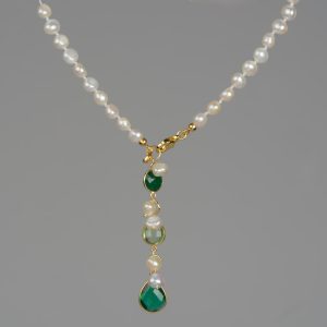 Choker jolly din perle si cuart verde 1