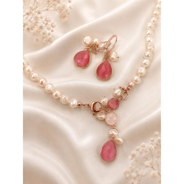 Set jolly din perle si cuart roz Set jolly din perle si cuart roz