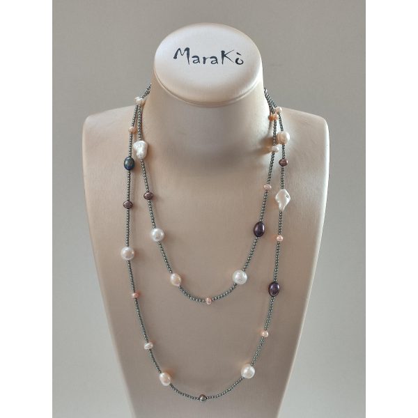 Colier hemara din hematit natural si perle 3 Colier hemara din hematit natural si perle 3