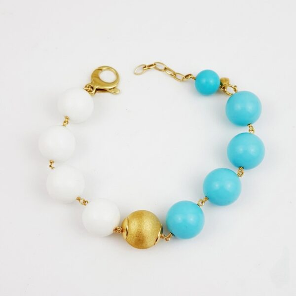 Bratara mirage din agat alb si turcoaz