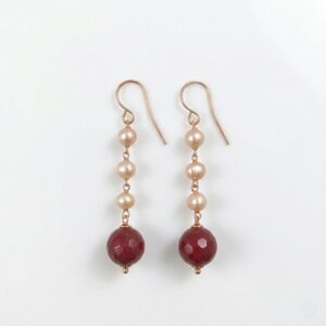 Cercei giuliana din agat rubiniu si perle 1