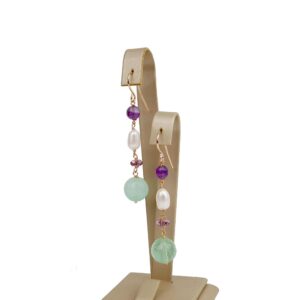 Cercei vivien din fluorit ametist si perle