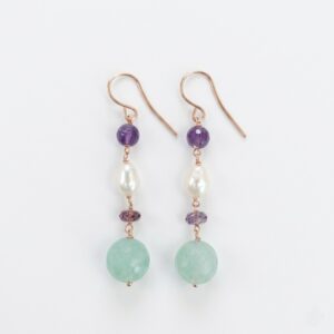 Cercei vivien din fluorit ametist si perle 5