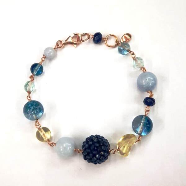 Brățară Diva din acvamarin, cuarț, agat și citrin
