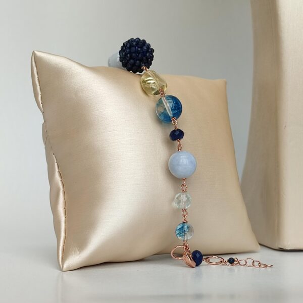 Bratara din acvamarin cuart albastru agat albastru safir si citrin Bratara din acvamarin cuart albastru agat albastru safir si citrin