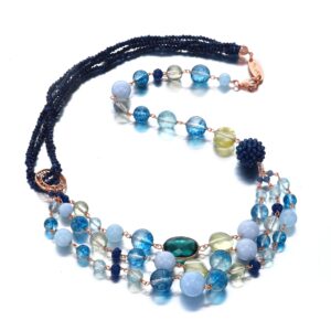 Colier diva din acvamarin cuart agat si citrin 2