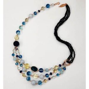 Colier diva din acvamarin cuart agat si citrin