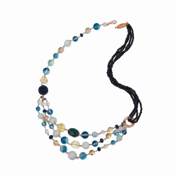 Colier diva din acvamarin cuart agat si citrin Colier diva din acvamarin cuart agat si citrin