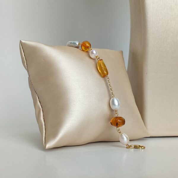 Bratara ambra din perle si chihlimbar Bratara ambra din perle si chihlimbar