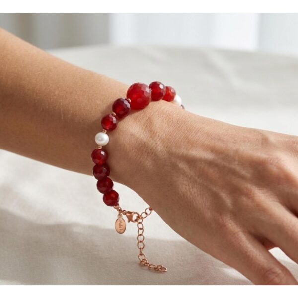 Bratara dream din agat rubiniu si perle 3 Bratara dream din agat rubiniu si perle 3