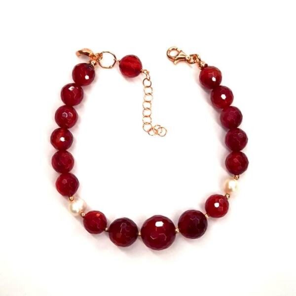 Bratara dream din agat rubiniu si perle