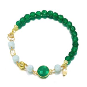Bratara lilou din agat verde diaspor si cuart