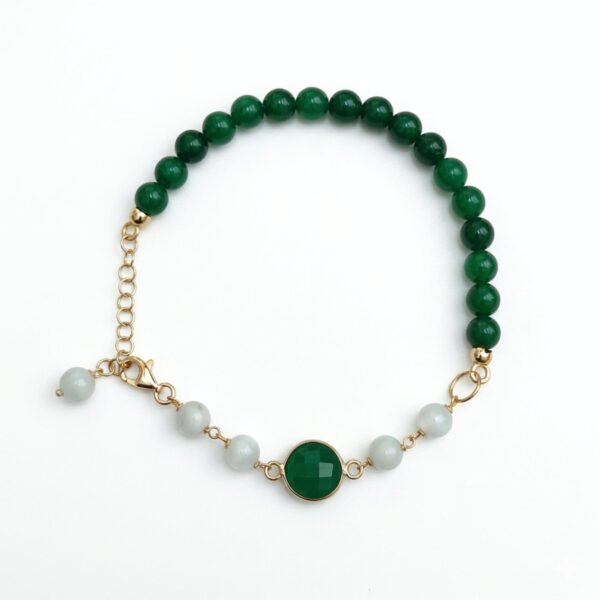 Bratara lilou din agat verde diaspor si cuart 4