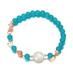 Bratara lilou din jad verde acvatic si cuart