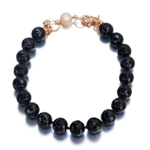 Bratara nera din agat negru si perla