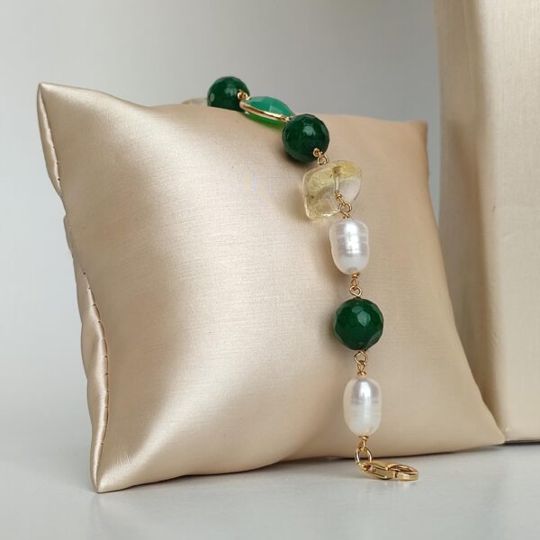 Bratara verda din agat verde citrin si perle 1 Bratara verda din agat verde citrin si perle 1