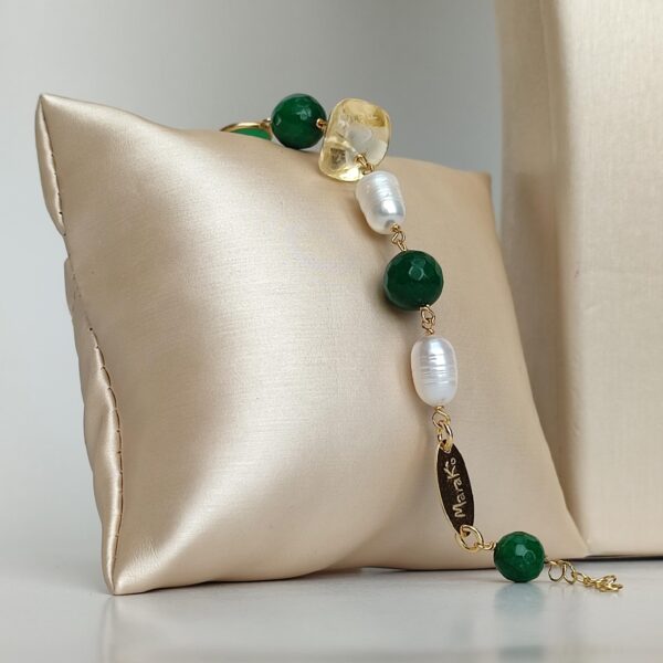 Bratara verda din agat verde citrin si perle 2 Bratara verda din agat verde citrin si perle 2