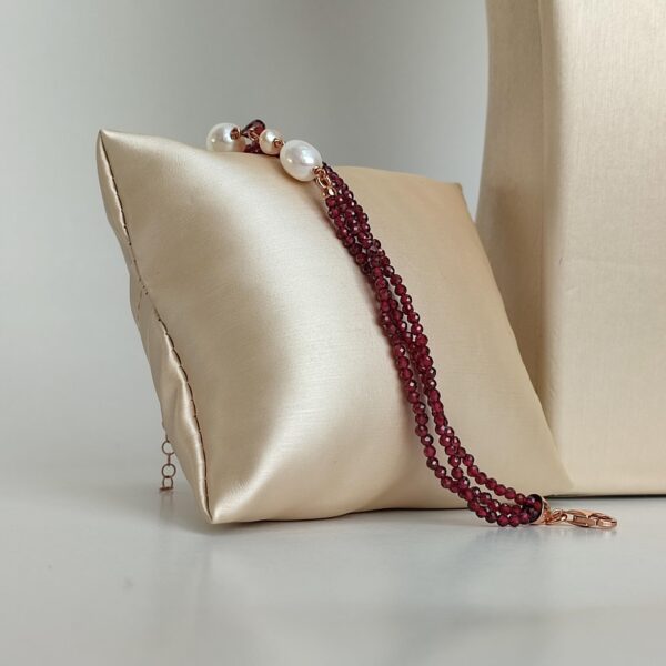 Bratara waterlily din granat si perle 1 Bratara waterlily din granat si perle 1