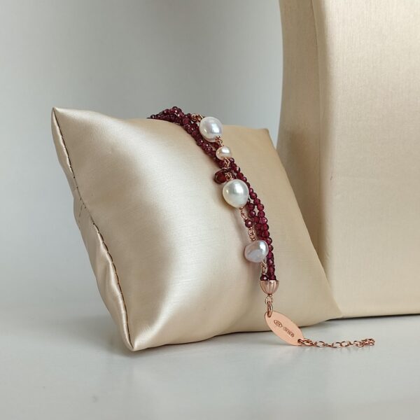Bratara waterlily din granat si perle 2 Bratara waterlily din granat si perle 2