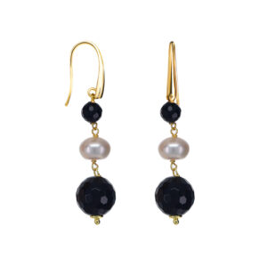 Cercei dream din agat negru si perle 2