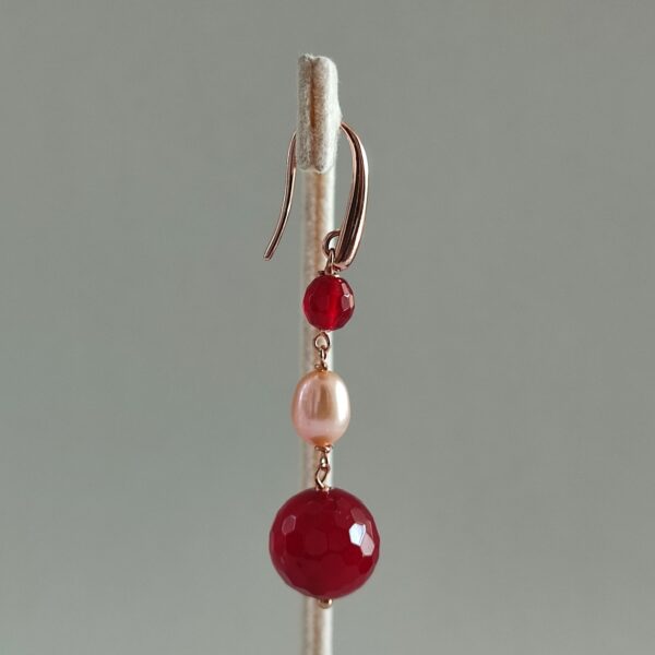 Cercei dream din agat rubiniu si perle 1 Cercei dream din agat rubiniu si perle 1