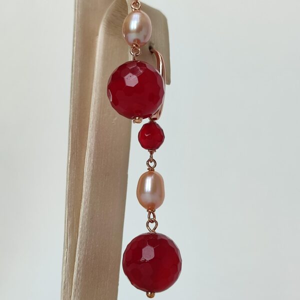 Cercei dream din agat rubiniu si perle 3 Cercei dream din agat rubiniu si perle 3