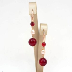 Cercei dream din agat rubiniu si perle