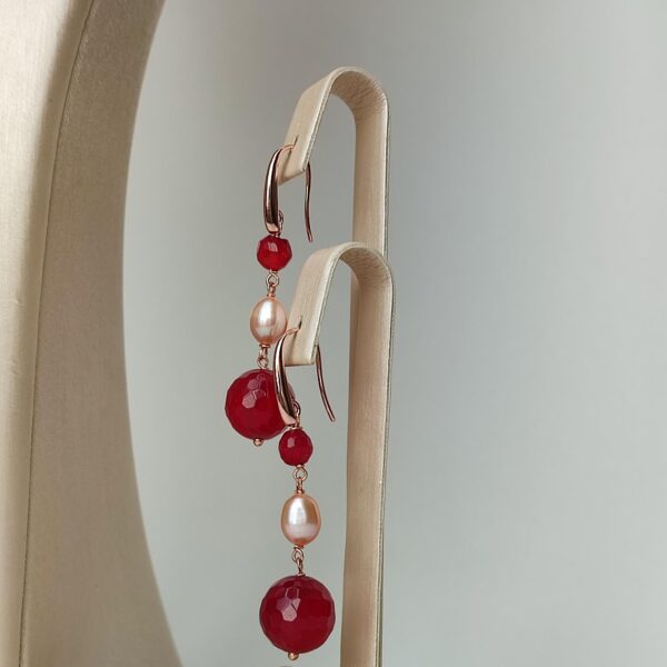 Cercei dream din agat rubiniu si perle 4 Cercei dream din agat rubiniu si perle 4