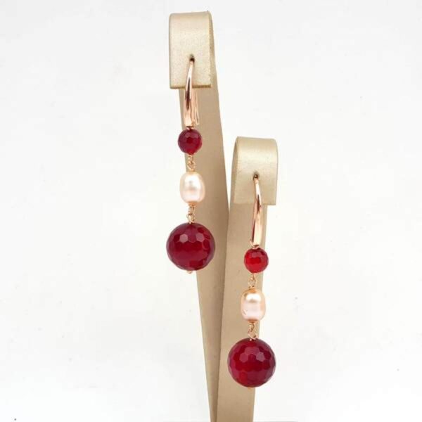 Cercei dream din agat rubiniu si perle